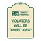 Signmission 15-Minute Parking Violators Will Towed Away Heavy-Gauge Aluminum Sign, 24" x 18", TG-1824-24590 A-DES-TG-1824-24590 - alternate 1